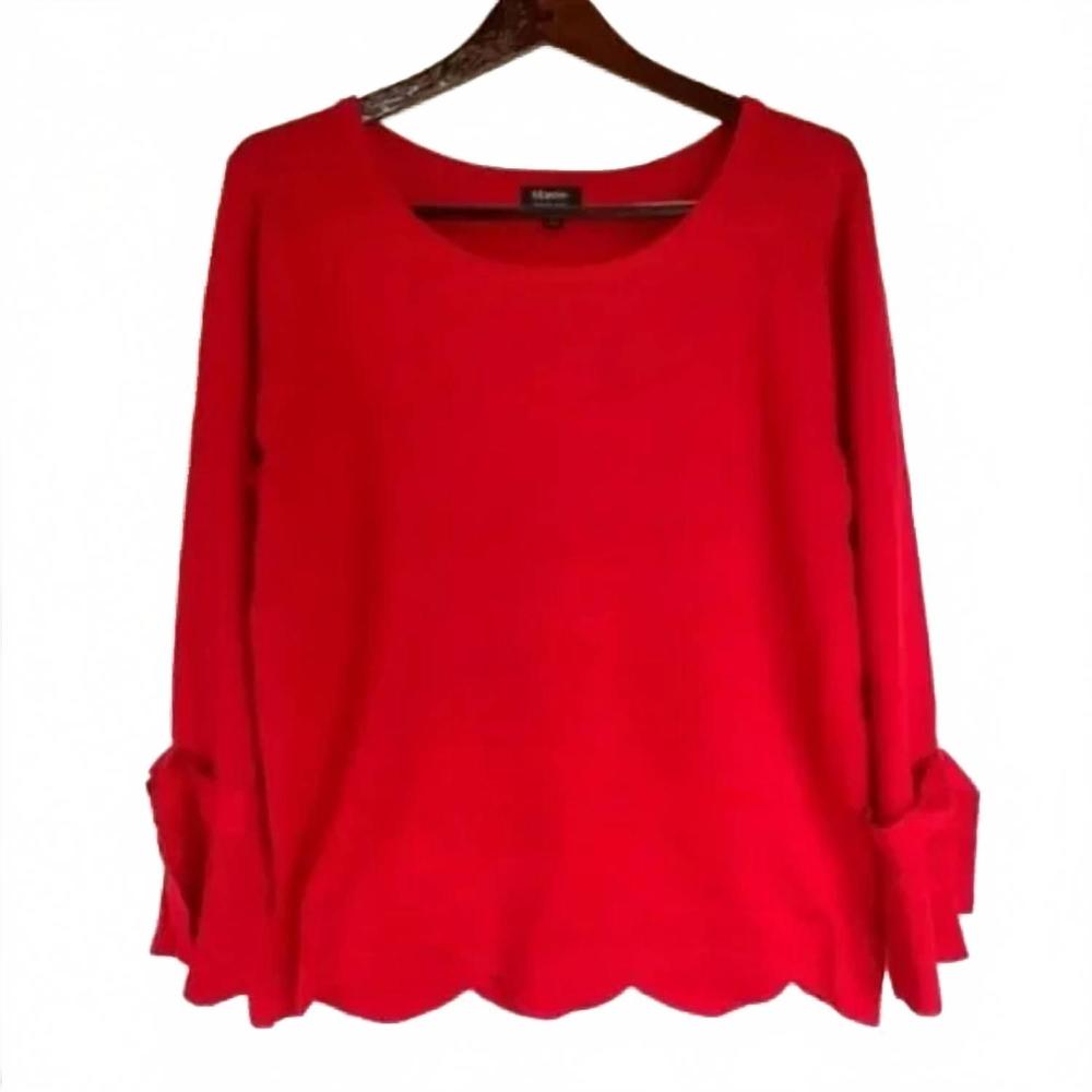 NEW MARÉE POUR TOI women's scalloped sweater in red